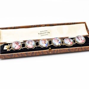 Antique portrait painting bracelet in sterling silver